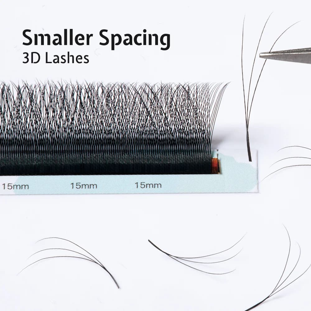 Predpripravljene volumenske trepalnice 3D W oblike z manjšim razmikom