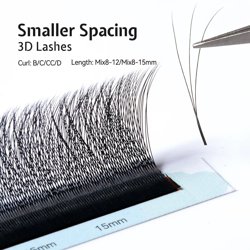 Ozke 3D W-oblike premium ročno izdelane podaljški trepalnic