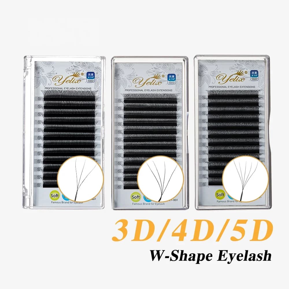 Predoblikovane volumenske trepavice YY in 3D/4D/5D v obliki W