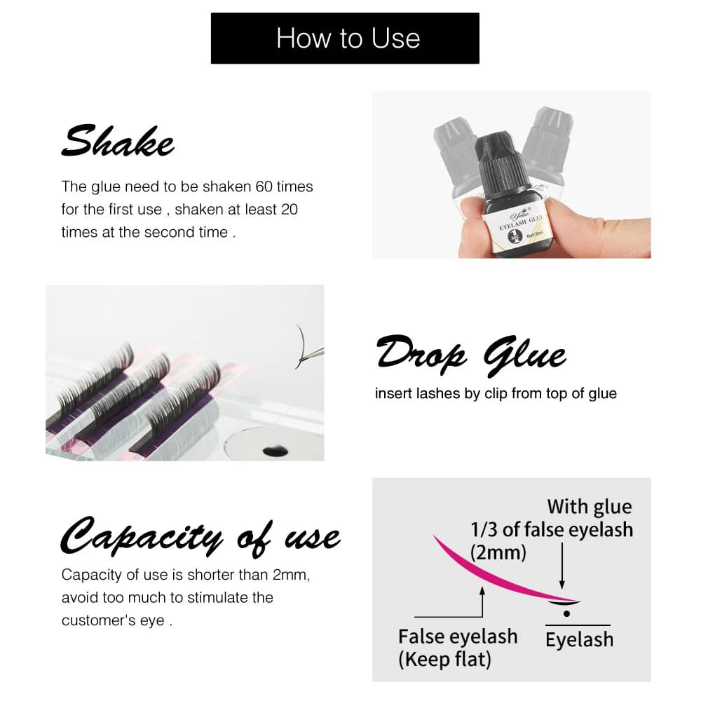 Profesionalno lepilo za nadgradnjo trepalnic 5 ml (3 kos)